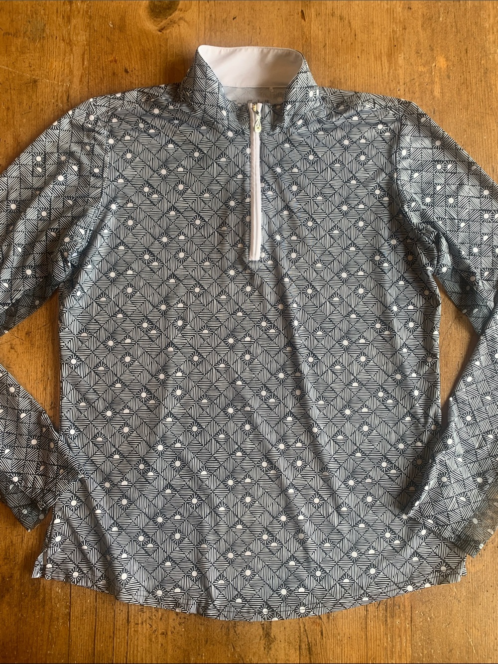 San Soleil Women's Long-Sleeve Geo-Print Quarter-Zip Top UV 50 + cooling